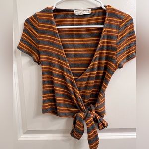Urban Outfitters Striped Wrap Crop Top